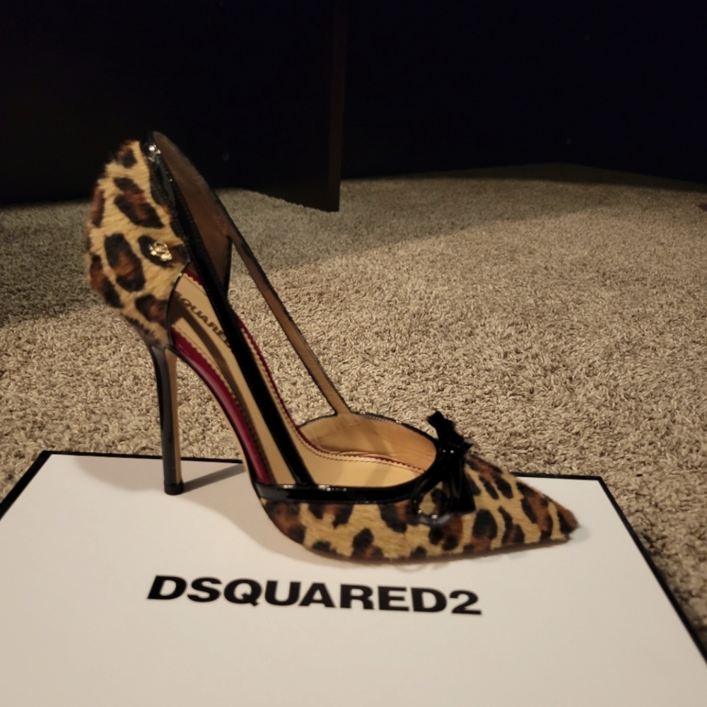 Cheeta Printed With Red, Size 36 (USA 5.5) Heels